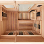 Moderne Infrarotkabine in einem stilvollen Wohnraum für optimale Entspannung.