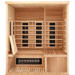 Moderne Infrarotkabine in einem stilvollen Wohnraum für optimale Entspannung.