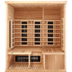 Moderne Infrarotkabine in einem stilvollen Wohnraum für optimale Entspannung.