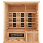 Moderne Infrarotkabine in einem stilvollen Wohnraum für optimale Entspannung.