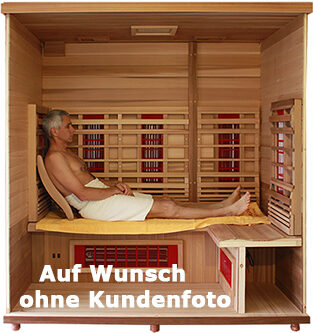Person geniesst die entspannende Wärme in einer Infrarotkabine von Allwaspa.